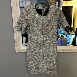 Grey black white banana dress
